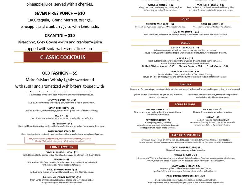 The Buffet At The Bear Menu