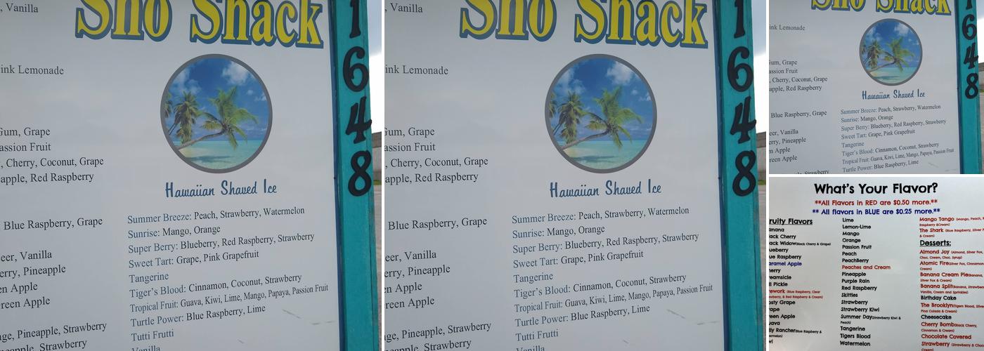 Sno Shack Menu