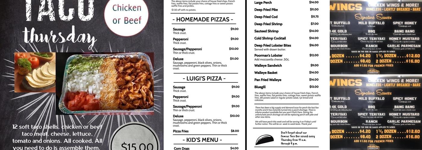 The Lumberyard Bar and Grill Menu