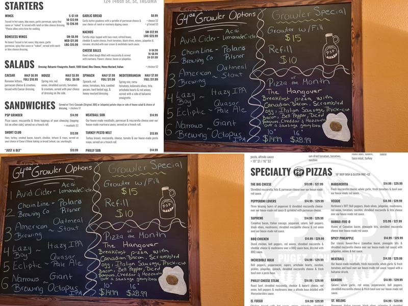 Puget Sound Pizza Menu