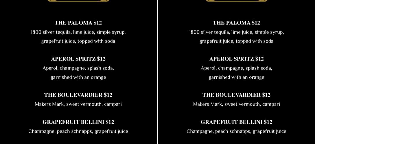 Peter Dillon's 36th Menu