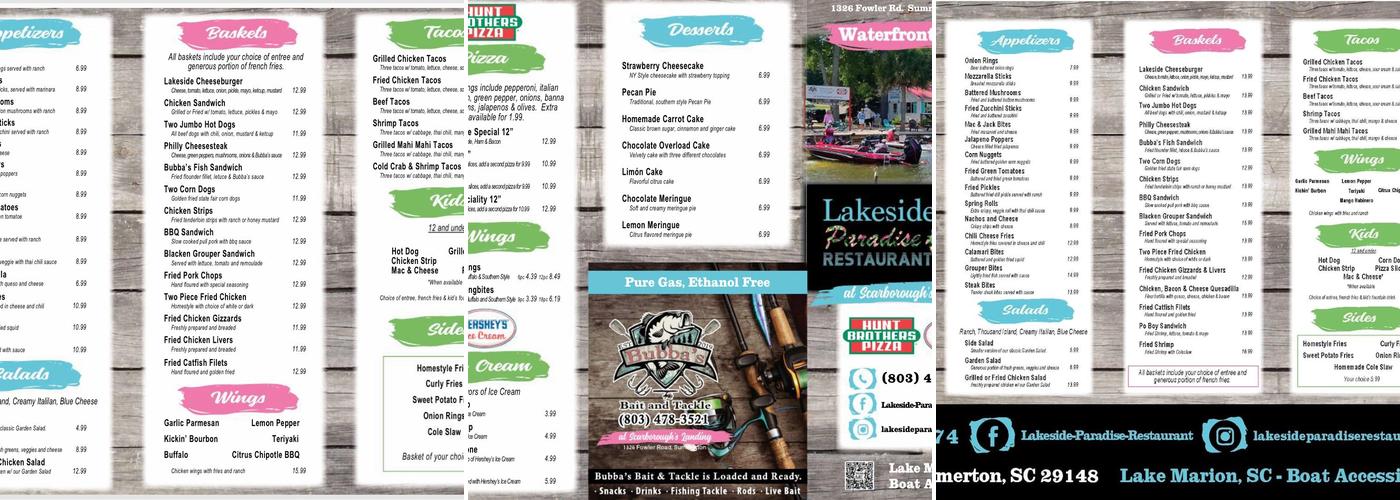Lakeside Paradise Menu