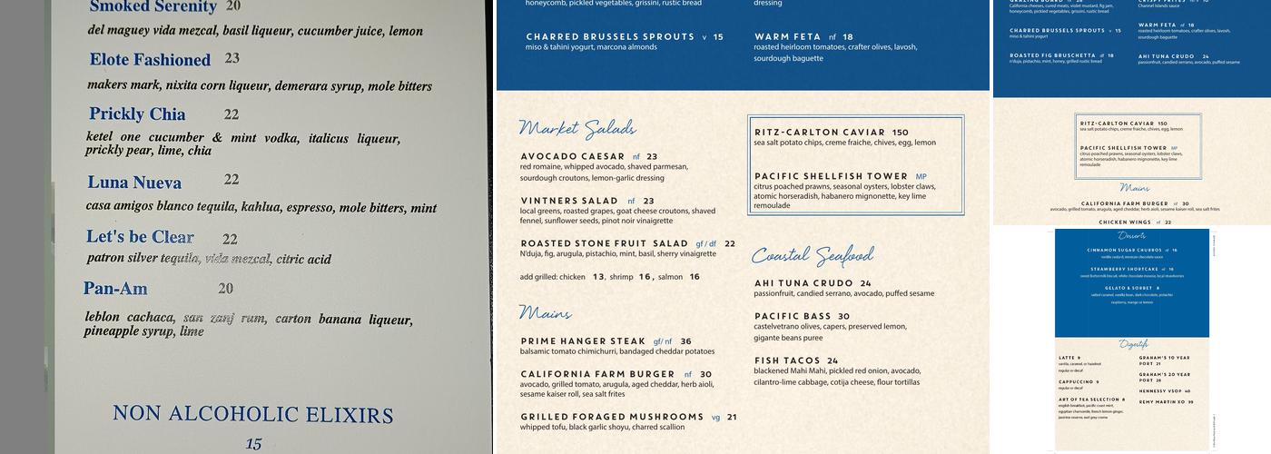 ‘O’ Bar + Kitchen Menu