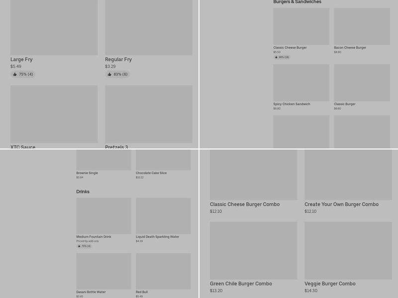 The Burger Experience Menu