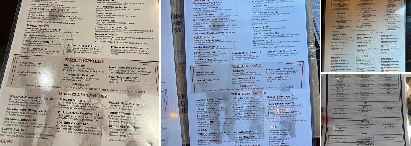 Hudson Malone Menu