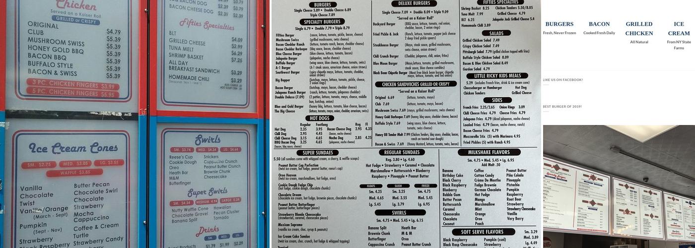 Fifties Grill and Dairy Menu