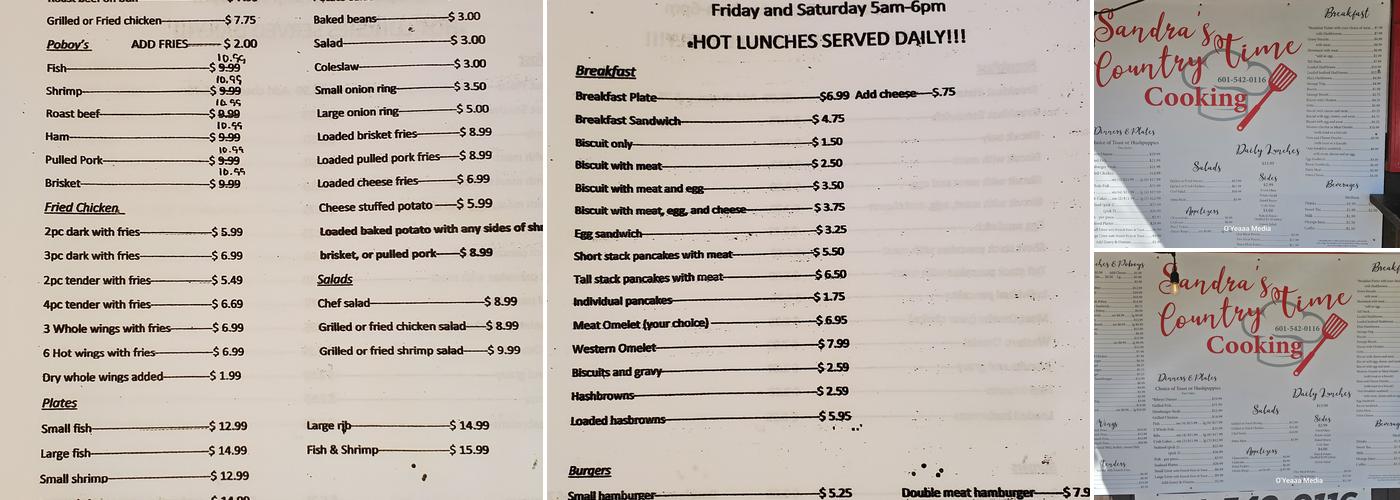 Countrytime Kitchen Menu