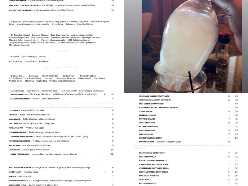 Fusion at Ridgefields Menu