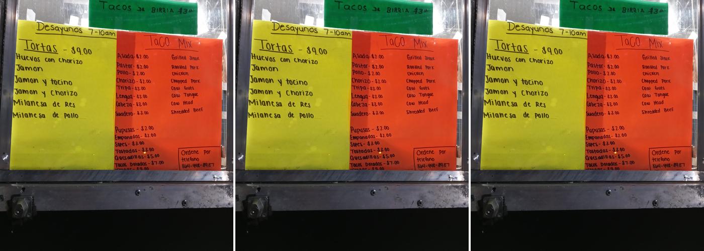 Taco Mix Taco Truck Menu