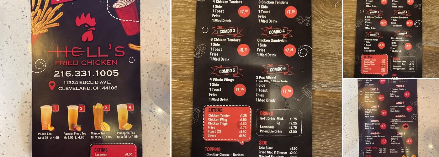 Hell's Fried Chicken Menu