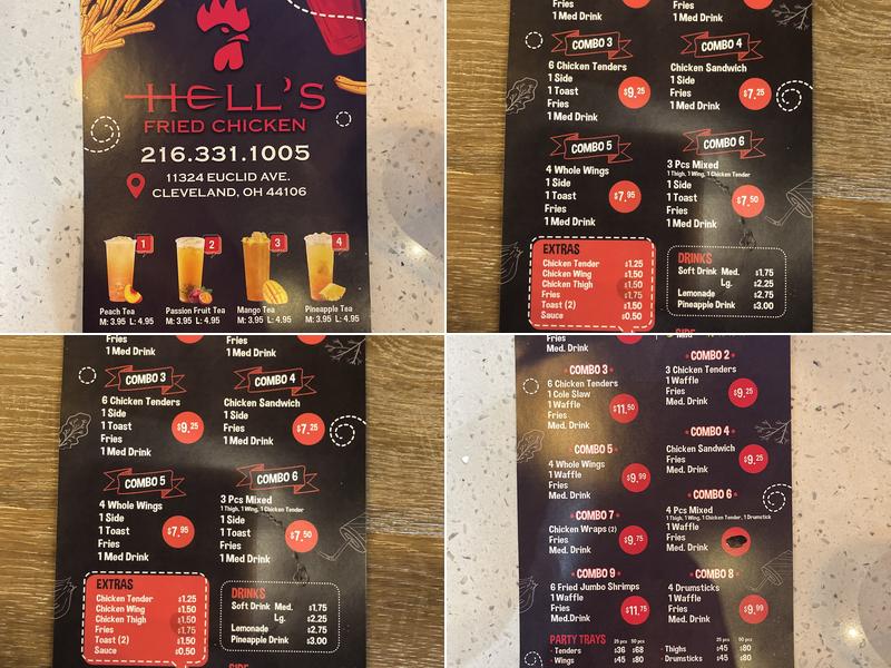 Hell's Fried Chicken Menu