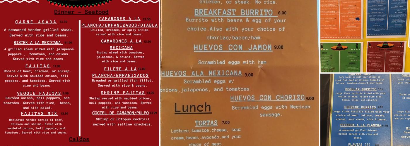 Ayala's Mexican Restaurant Menu