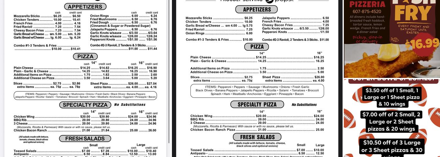 Magro's Menu