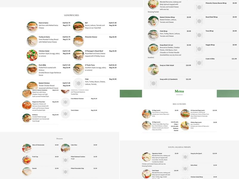 O’Kellys Menu