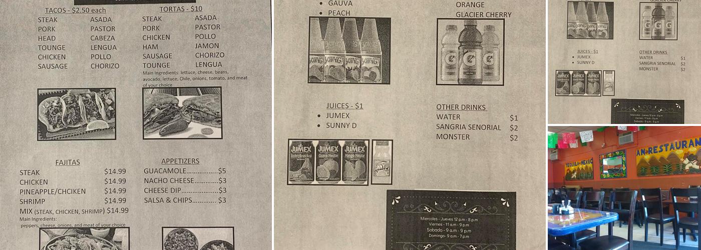 Taquería el Buen Pastor Menu