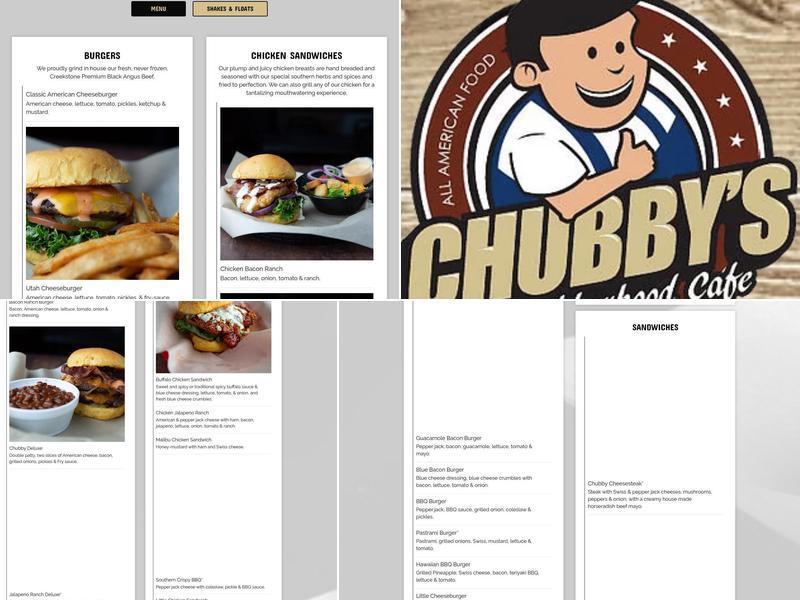 Chubby's Cafe Payson Menu
