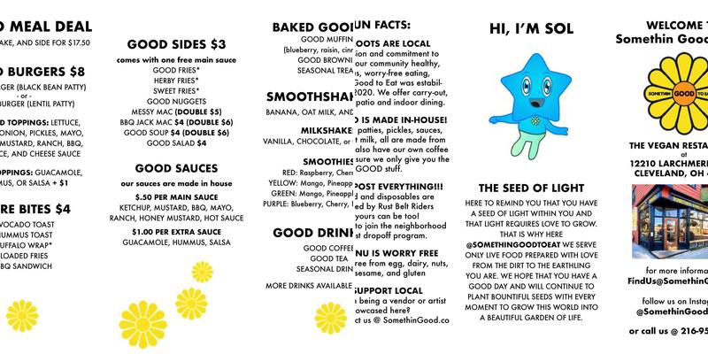 SomethinGood To Eat: Vegan Cafe Menu