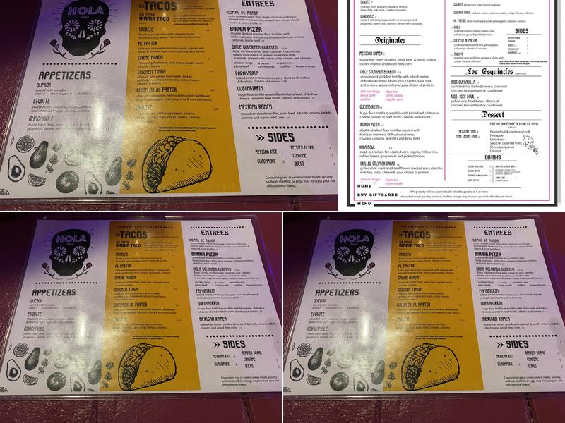 Hola Tacos & Cantina Menu