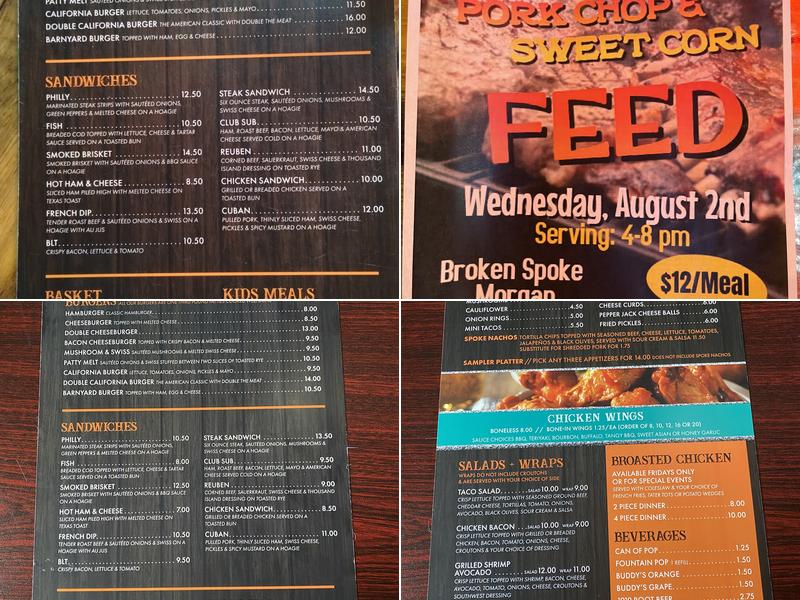 Broken Spoke Saloon Menu