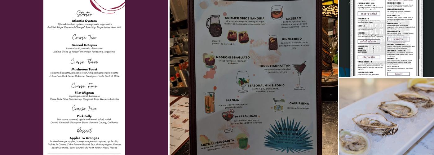 Central Reservation Menu