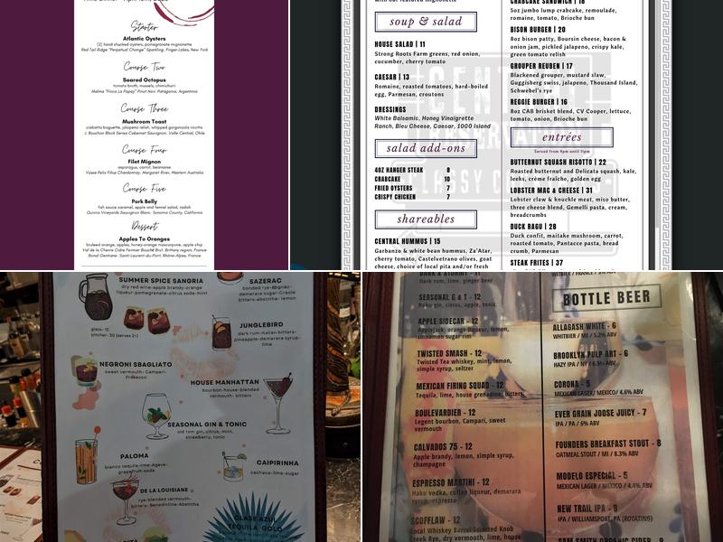 Central Reservation Menu