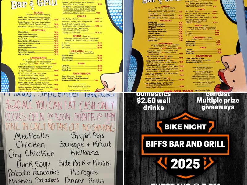 Biffs Bar & Grill Menu