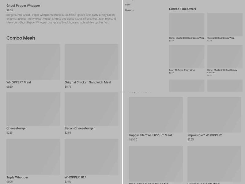 Burger King Menu