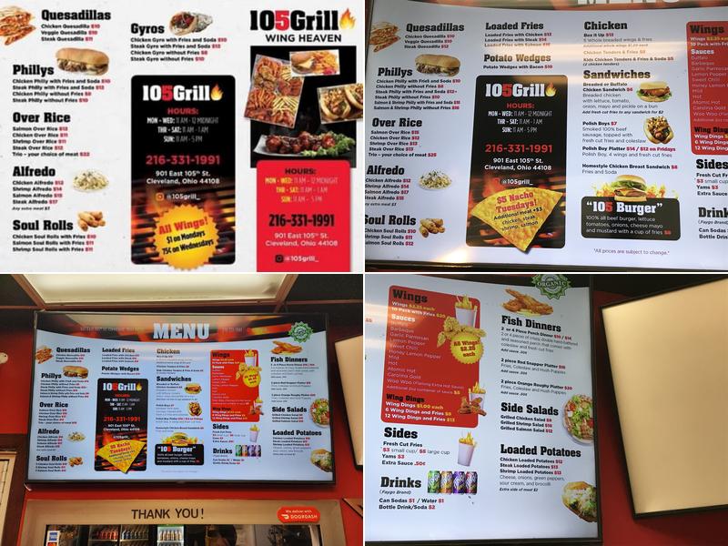105 GRILL Menu