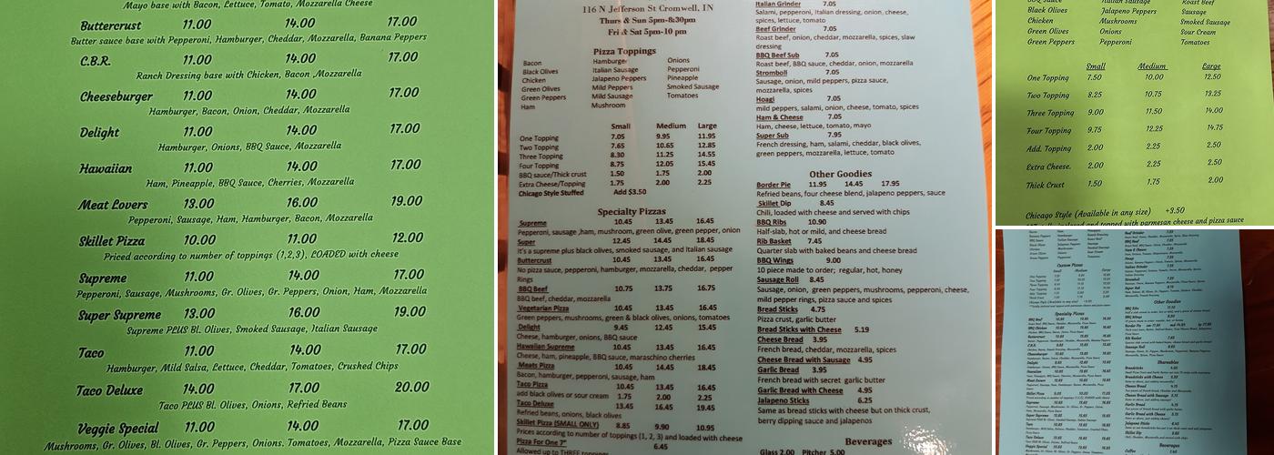 Vinee's Pizza Menu