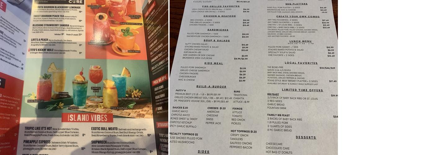 The Burger Experience Menu