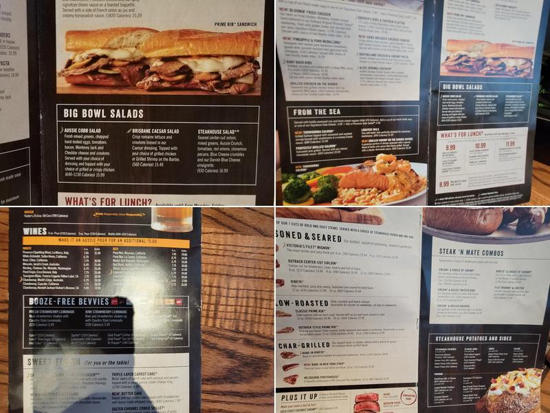 Outback Steakhouse Menu