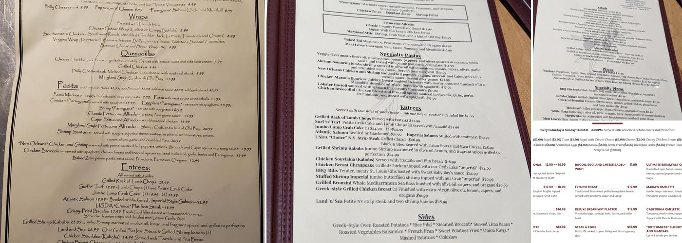 Maria's Menu