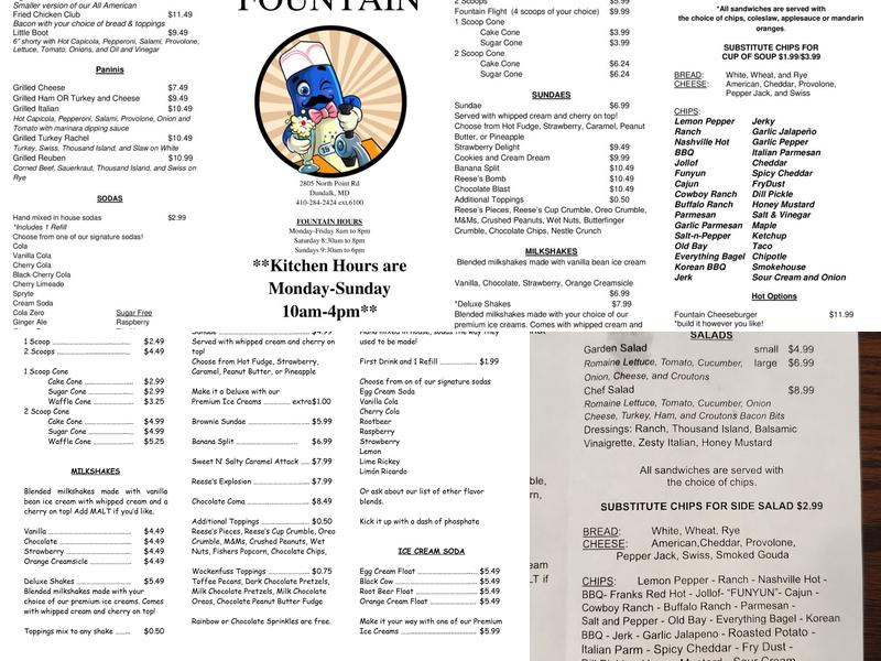 The Fountain Menu
