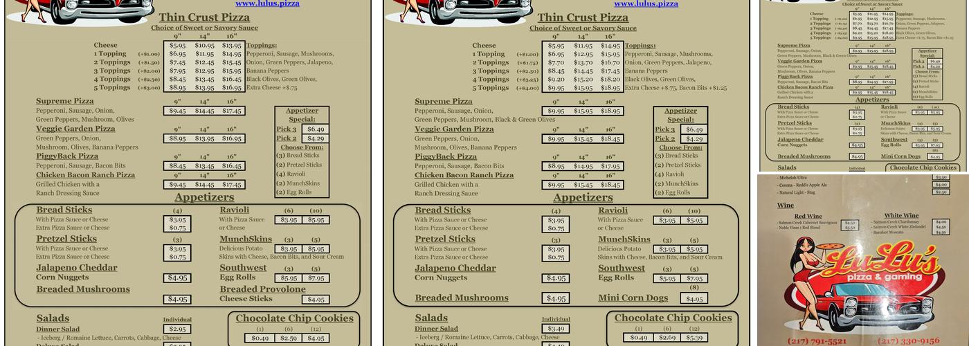 Lu Lu's Pizza Menu