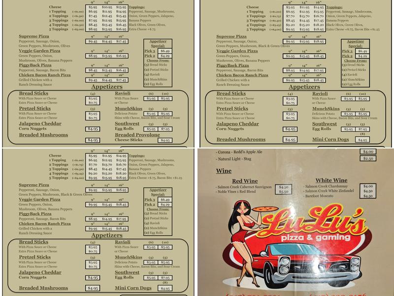 Lu Lu's Pizza Menu