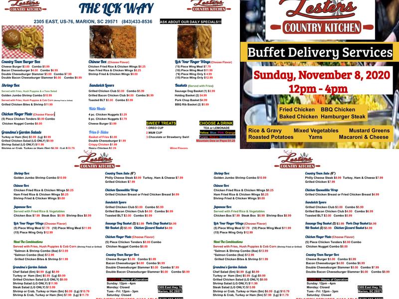 Lester's Country Kitchen Menu