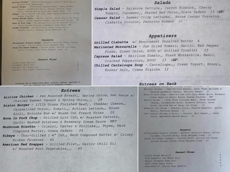 Elevation Bistro Menu