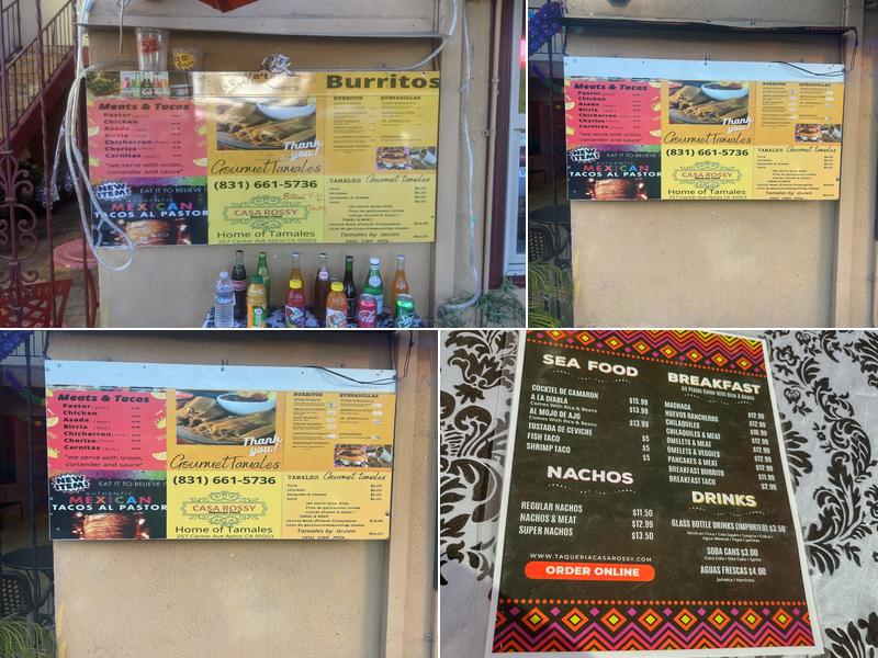 Casa Rossy Menu