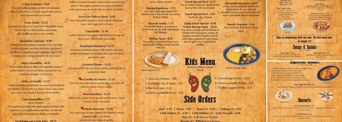 El Paso Taco Menu