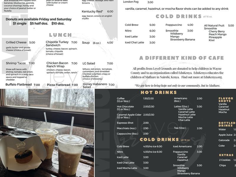Level Grounds Cafe Menu