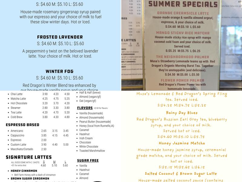 The Slow Down Coffee Co. Menu