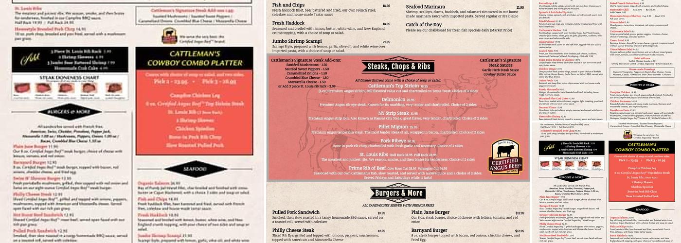 Cattleman's Steakhouse and Lounge Menu