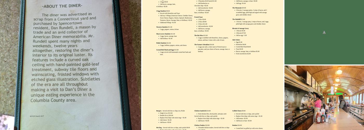 Dan's Diner Menu