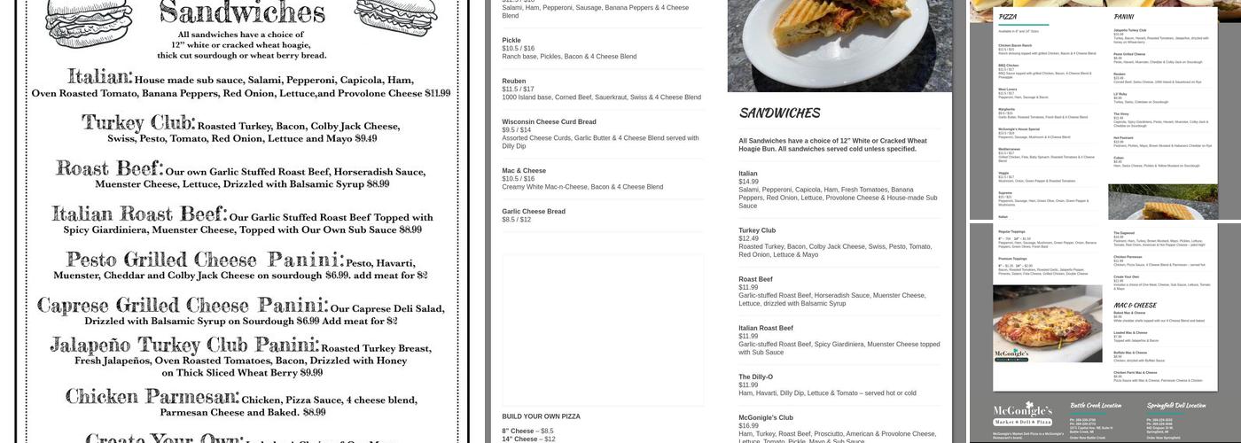 McGonigles Menu