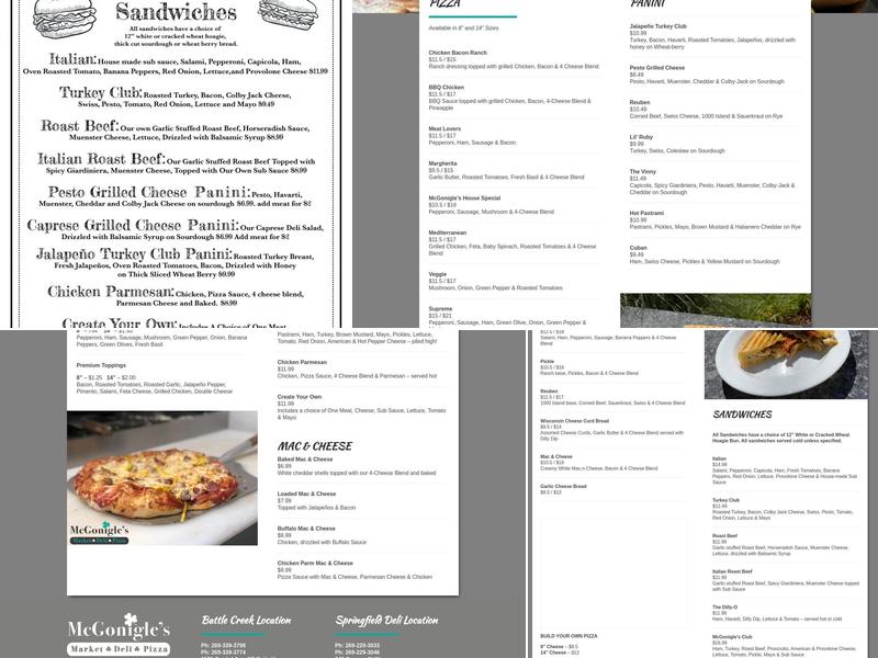 McGonigles Menu
