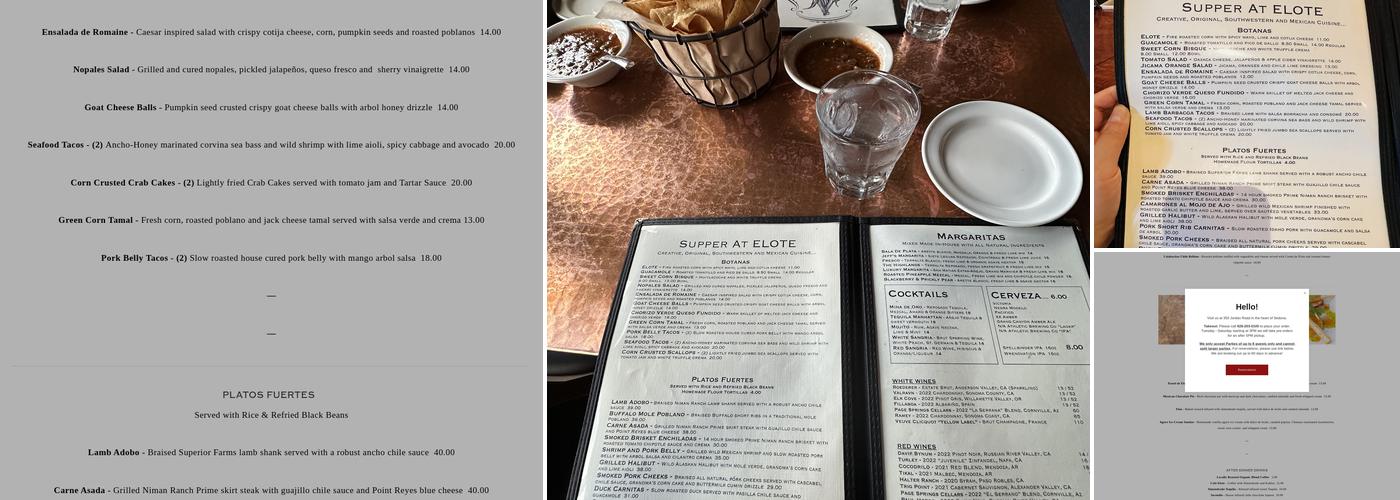 Elote Cafe Menu