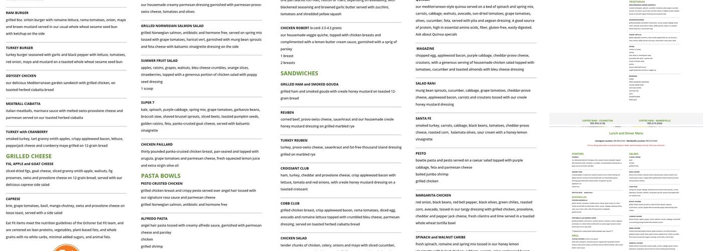 Coffee Rani - Covington Menu