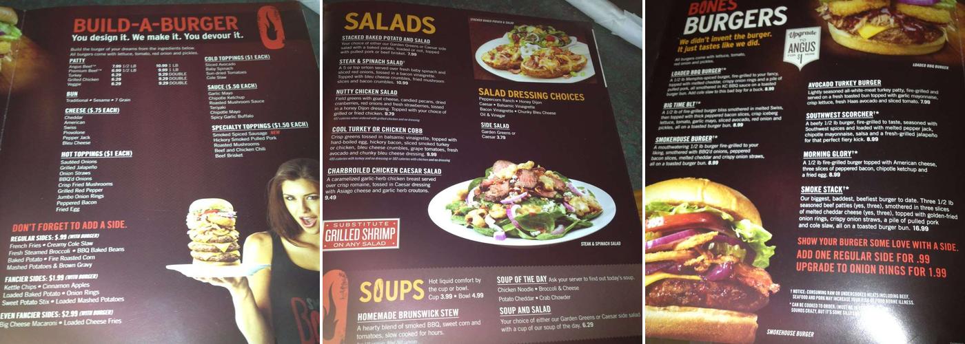 The Burger Experience Menu