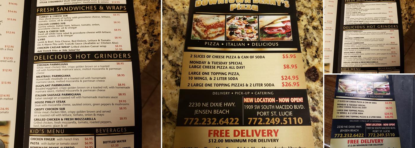 Downtown Benny's Pizza Menu