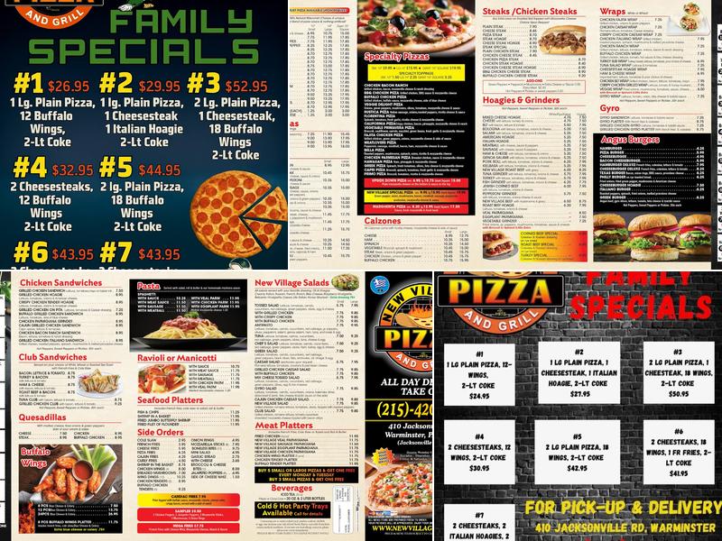 New Village Pizza and Grill Menu